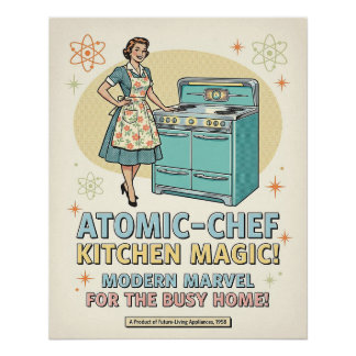 Werbeplakat für eine Küche im Atomzeitalter Poster