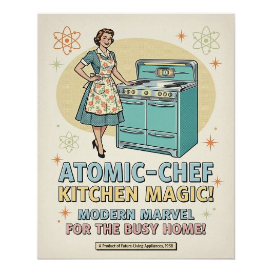 Werbeplakat für eine Küche im Atomzeitalter Poster (Vorderseite)