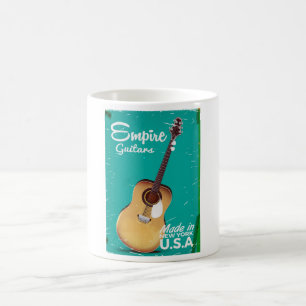 Werbeplakat für Vintage-Akustikgitarre Kaffeetasse