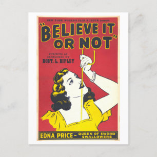 Werbeplakat für Vintage-Schwertschlucker Postkarte