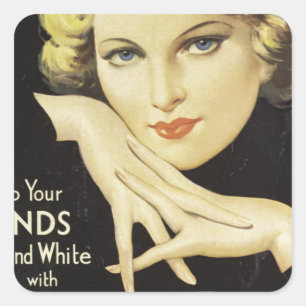 Werbeplakat Handcreme Frau Blondes Haar Quadratischer Aufkleber