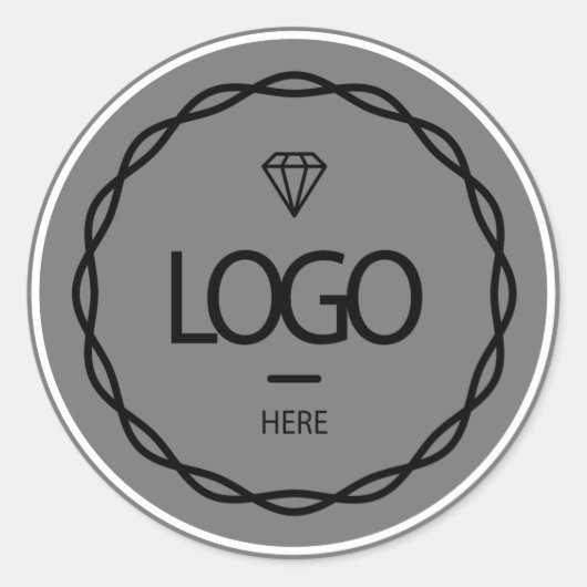 Werbespezifische Logo-Verpackung Grau-Rahmen Runder Aufkleber (Vorderseite)