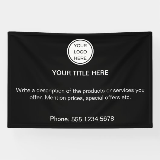 Werbetext für Schwarzweiß-Firmenlogo Banner (Horizontal)