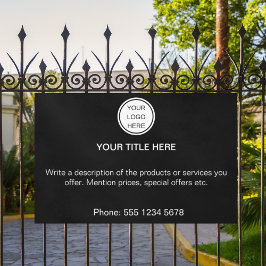 Werbetext für Schwarzweiß-Firmenlogo Banner