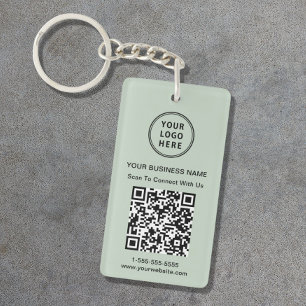 Werbeunternehmen Logo QR-Code Salbei Grün Schlüsselanhänger
