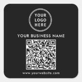 Werbeunternehmen Logo QR-Code Schwarz Quadratischer Aufkleber (Vorderseite)