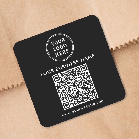 Werbeunternehmen Logo QR-Code Schwarz Quadratischer Aufkleber