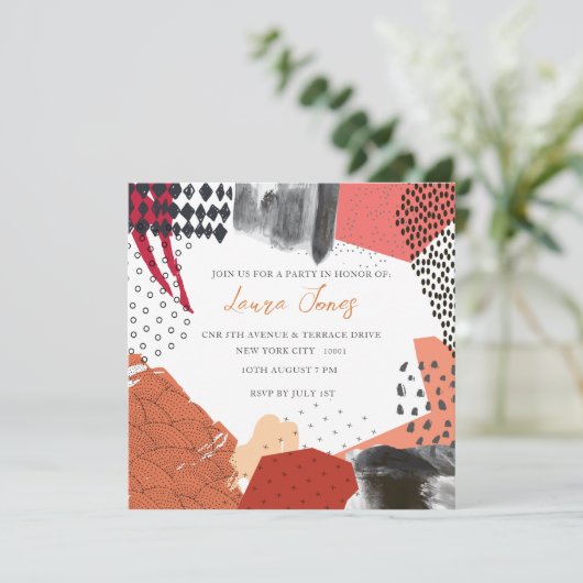 Werbeveranstaltung für abstrakte Kunstwerke Einladung (Stehend Vorderseite)