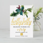 Werbevorlage für Holly und Red Berry Folieneinladung (Stehend vorne)