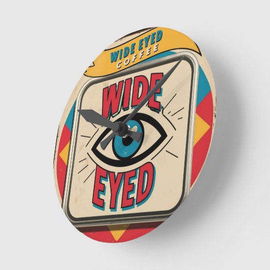 Werbezeichen für Breitband-Coffee-Co Runde Wanduhr (Winkel)