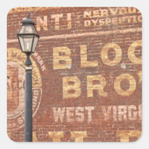 Werbung auf Seiten des Gebäude Quadratischer Aufkleber