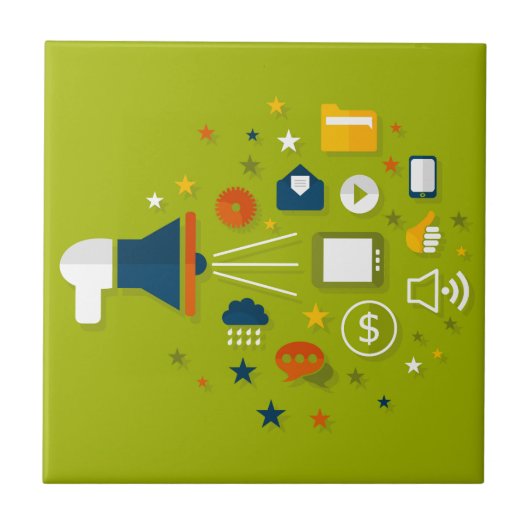 Werbung eines Megaphons Fliese (Vorderseite)