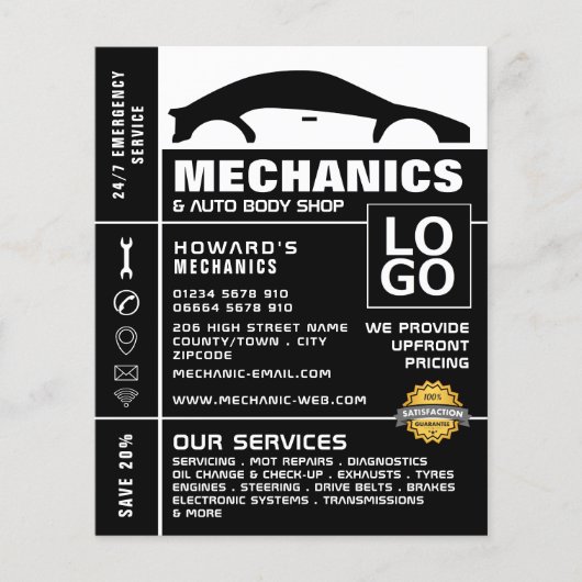 Werbung für Autos, Auto-Mechanik und Reparaturen Flyer (Vorne)