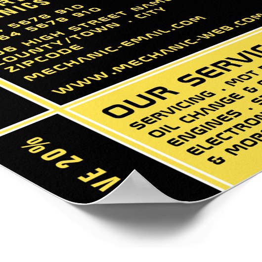 Werbung für Autos, Auto-Mechanik und Reparaturen Poster (Ecke)