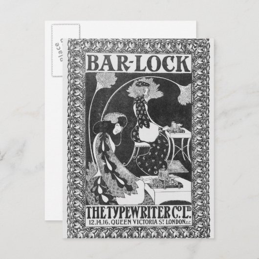 Werbung für Bar-Lock-Schreibmaschinen, c.1895 Postkarte (Vorne/Hinten)