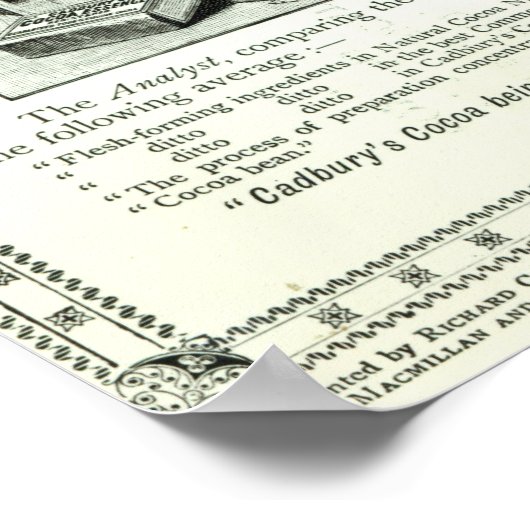 Werbung für "Cadbury's Cocoa" Poster (Ecke)