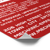 Werbung für Classic Rot, Auto Mechanik und Reparat Poster (Ecke)