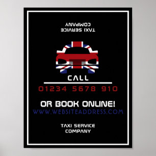 Werbung für das Cab-Logo "British Flag Taxi" Poster