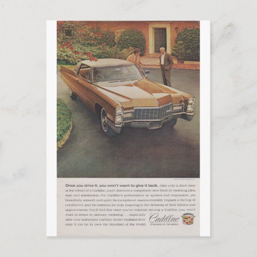 Werbung für das Cadillac-Magazin der 1960er Jahre Postkarte (Vorderseite)