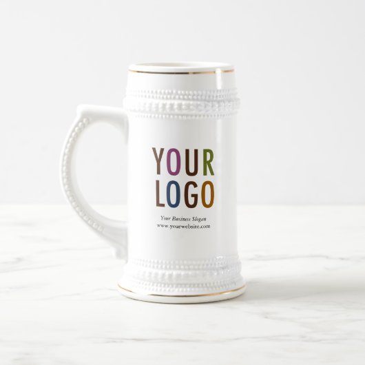 Werbung für das Logo "Coffee Beer Stein Custom Com Bierglas (Links)