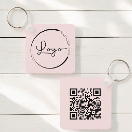 Werbung für das Logo "Unternehmen" mit rosa QR-Cod Schlüsselanhänger