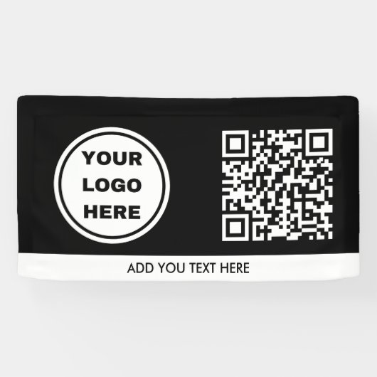Werbung für das Schwarz-Weiß-Logo und QR-Code Banner (Horizontal)