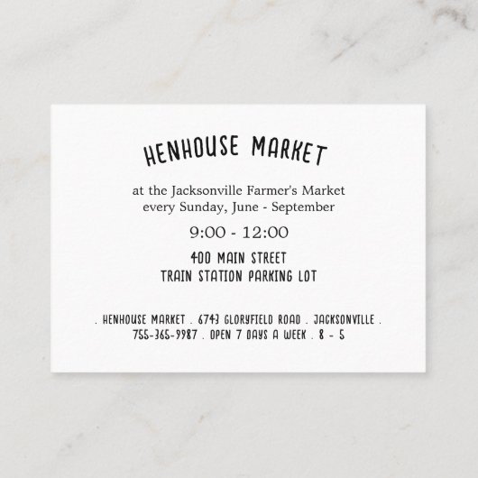 Werbung für den Bauernmarkt Visitenkarte (Rückseite)