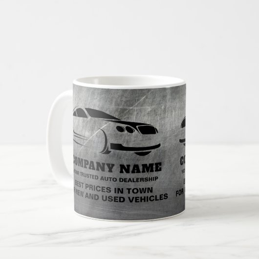Werbung für den Verkauf von Auto mit geschliffenen Kaffeetasse (Vorderseite Links)