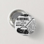 Werbung für den Vintagen Rasenmäher Button (Vorne & Hinten)