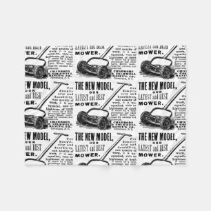 Werbung für den Vintagen Rasenmäher Fleecedecke