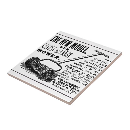 Werbung für den Vintagen Rasenmäher Fliese (Seite)