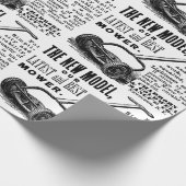Werbung für den Vintagen Rasenmäher Geschenkpapier (Ecke)