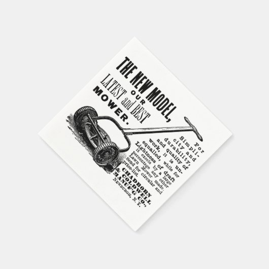 Werbung für den Vintagen Rasenmäher Serviette (Ecke)