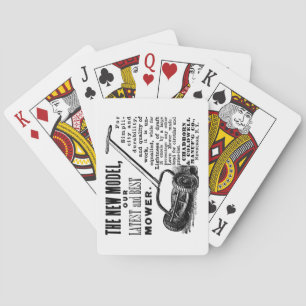 Werbung für den Vintagen Rasenmäher Spielkarten