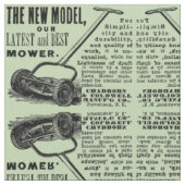Werbung für den Vintagen Rasenmäher Stoff (Nahaufnahme)