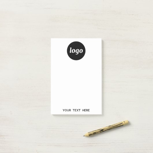 Werbung für einfache Logotexte Post-it Klebezettel (Auf Schreibtisch)
