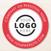 Werbung für Firmenlogos mit eigener Marke Red. Runder Pappuntersetzer (Vorderseite)