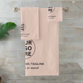 Werbung für Firmenlogos und Text rosa Farbe Badhandtuch Set