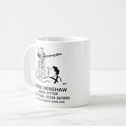 Werbung für Fitter- und Satellitengeräte Kaffeetasse (Vorderseite Links)