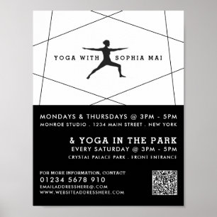 Werbung für geometrische schwarz-weiße Yoga-Klasse Poster