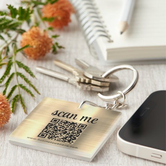 Werbung für Gold QR-Code-Business-Logos Schlüsselanhänger (Vorderseite rechts)