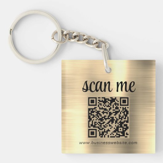 Werbung für Gold QR-Code-Business-Logos Schlüsselanhänger (Vorderseite)