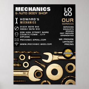 Werbung für Gold-Tools, Auto-Mechanik und Reparatu Poster