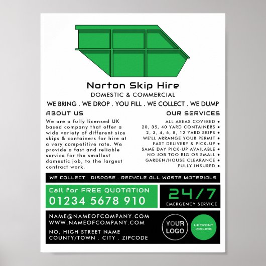 Werbung für Green Skip, Skip/Dumpster Company Poster (Vorne)