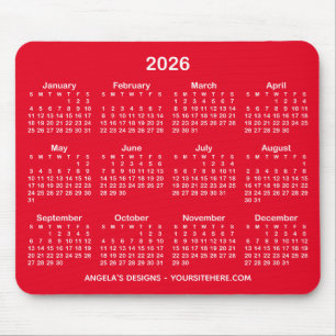 Werbung für hellroten und weißen Kalender Mousepad