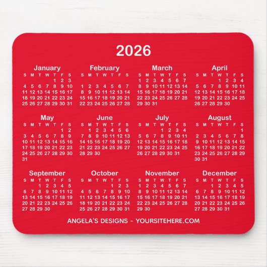Werbung für hellroten und weißen Kalender Mousepad (Vorne)