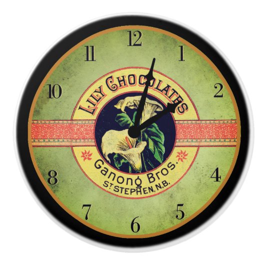 Werbung für Jugendstiluhr-Schokoladenfirma Keramikknauf (Vorderseite)