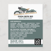 Werbung für klassische Motorräder, Auto-Mechanik u Flyer (Vorne)