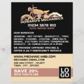 Werbung für klassische Motorräder, Auto-Mechanik u Flyer (Vorne)