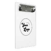 Werbung für klassische Schwarz-Weiß-Logos Mini Klemmbrett (Schrägansicht)